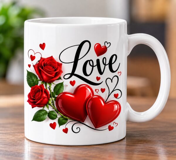 Personalized Love & Roses Ceramic Coffee Mug – Romantic Gift