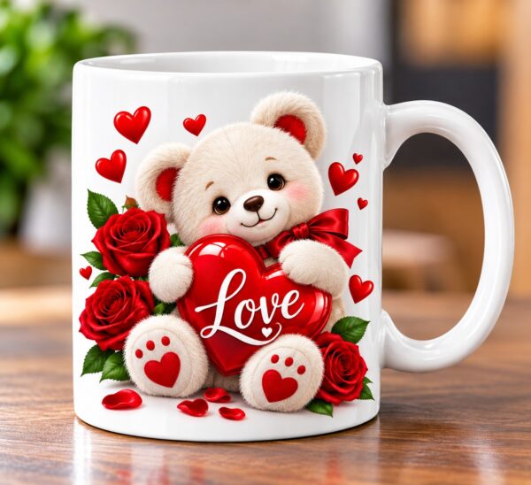 Cute Teddy Bear Love Ceramic Coffee Mug – Romantic Gift for Couples