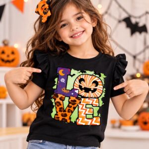 Cute Halloween Tiger Graphic Girls T-Shirt