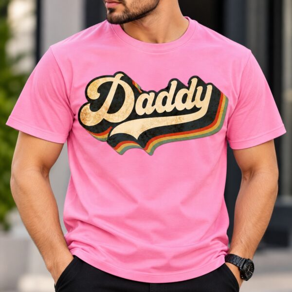 Retro Daddy Graphic Printed Pink T-Shirt