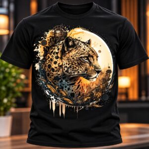 Majestic Leopard Graphic Printed Black T-Shirt