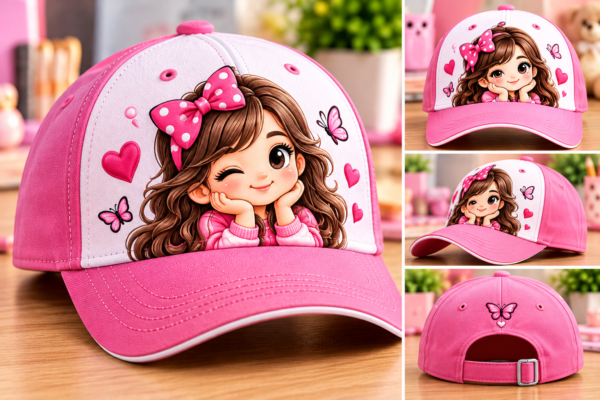 Personalized Pink Cartoon Kids Cap