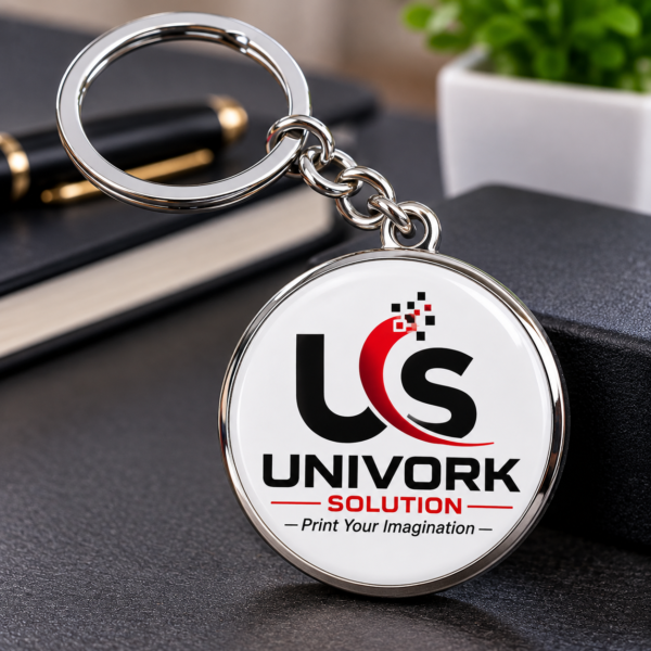 Personalized Round Metal Keychain with Logo