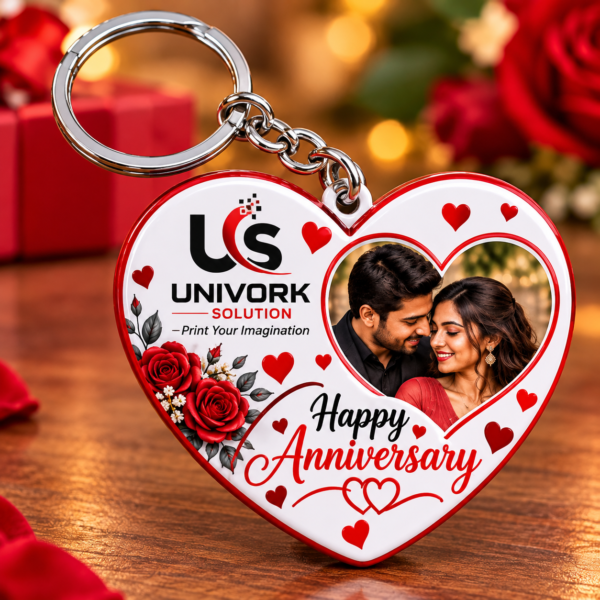 Personalized Heart Shape Anniversary Photo Keychain