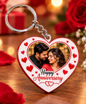 Personalized Heart Shape Couple Photo Keychain