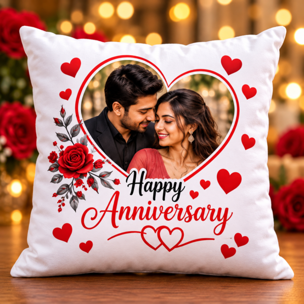 Personalized Couple Photo Anniversary Cushion