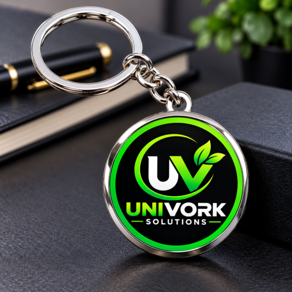 Personalized Round Metal Logo Keychain